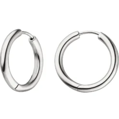 Creolen 20,8mm Klappcreolen, rund, 925 Silber rhodiniert Ohrringe Ohrschmuck