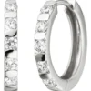 Creolen 17,7mm Ohrringe Klappcreolen Ohrschmuck mit weißen Zirkonia, 925 Silber