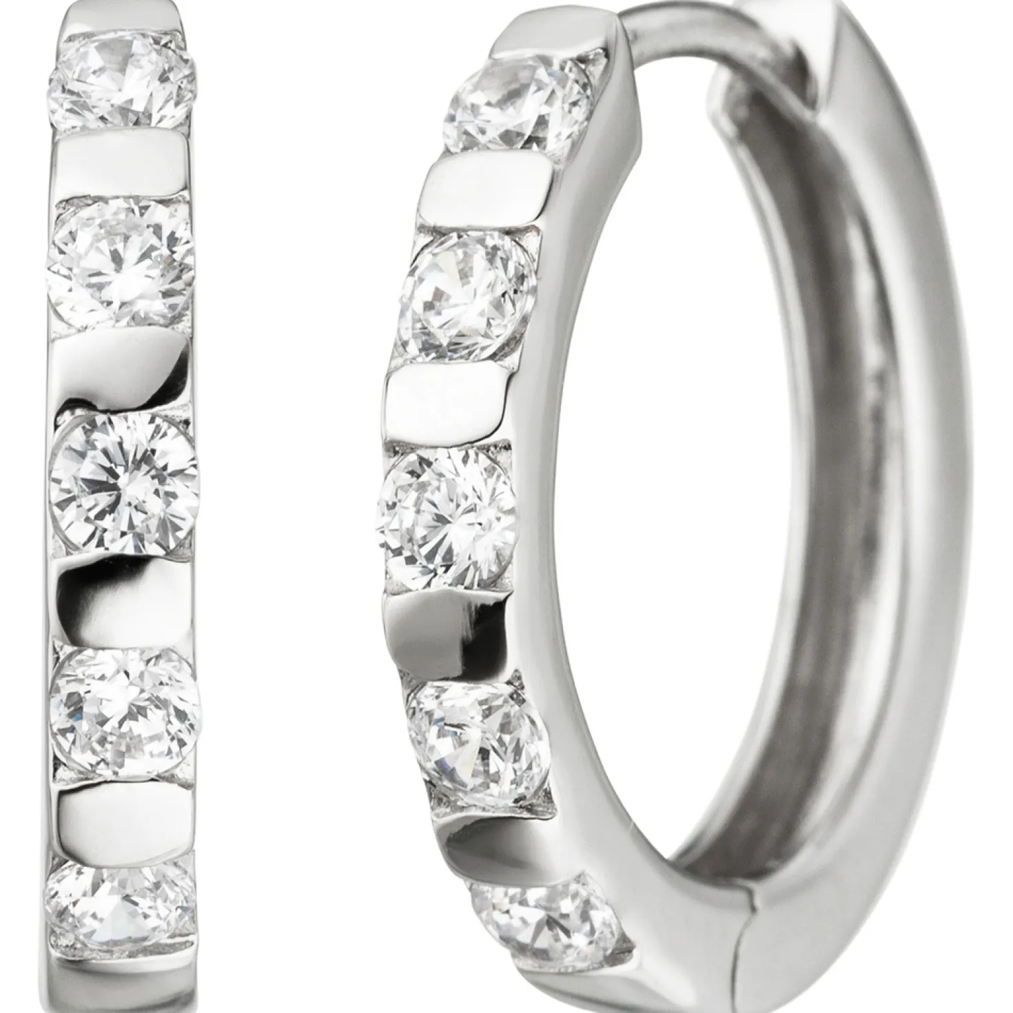 Creolen 17,7mm Ohrringe Klappcreolen Ohrschmuck mit weißen Zirkonia, 925 Silber