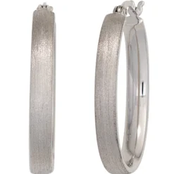 Creolen 27,2mm Ohrringe 925 Silber glänzend oval mattiert Ohrschmuck