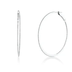 Creolen schmal aus 750 Gold Weißgold 260 Diamanten 0,42ct TW-SI 44x0,9mm