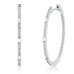 Creolen schmal aus 750 Weißgold 80 Diamanten 0,71ct TW-SI 34,2x1,5mm
