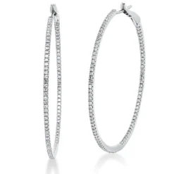 Creolen schmal aus 750 Weißgold 188 Diamanten 0,52ct TW-SI 41,6x1,3mm