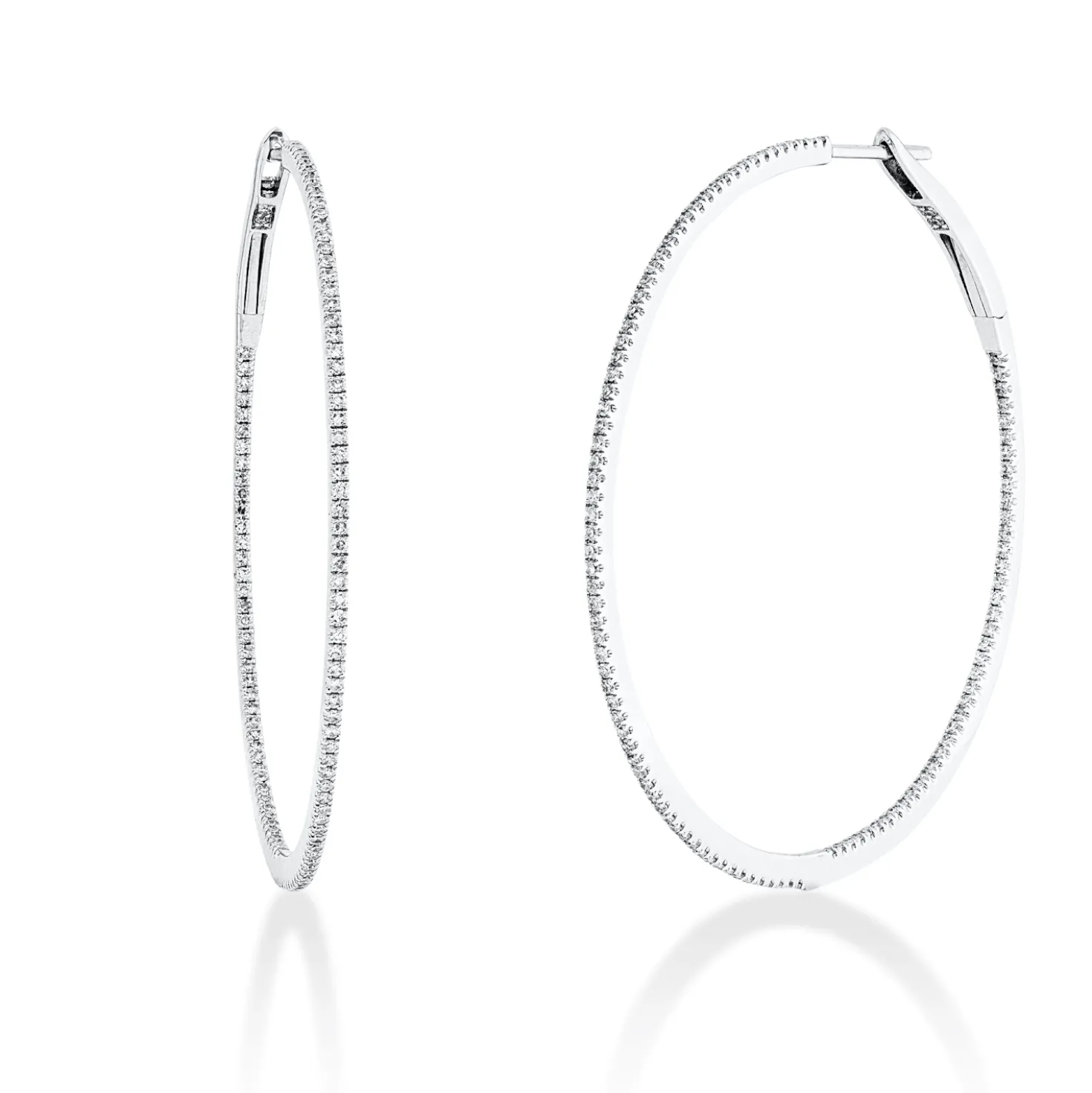Creolen schmal aus 750 Weißgold 220 Diamanten 0,68ct TW-SI 44,2x0,9mm