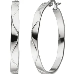 Creolen 34x3,8mm aus Edelstahl flach mit Muster Ohrringe Ohrschmuck Damen