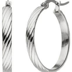 Creolen 26x3,6mm aus Edelstahl mit Muster Ohrringe Ohrschmuck Damen