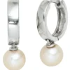 Creolen 7,5x22,6mm Creole Ohrringe Süßwasser Perlen weiß 925 Silber Ohrschmuck