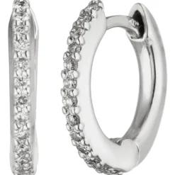 Creolen 12x1,8mm 750 Gold Weißgold mit 26 Diamanten 0,13 ct Ohrringe