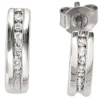 Creolen 3,8x12,9mm Halbcreolen mit Stecker 14 Diamanten 0.15Ct W/SI 585 Weißgold