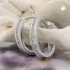Creolen 14x3mm Ohrringe Ohrschmuck mit Zirkonia weiß, schmal, 375 Gold Weißgold