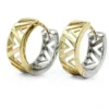 Creolen 14x5mm Ohrringe Zick-Zack Muster, breit, 375 Gold Gelbgold Weißgold