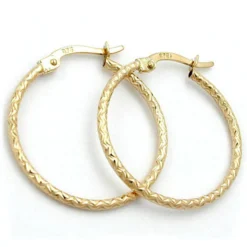 Creolen 23x1,5mm Ohrschmuck diamantiert aus 375 Gelbgold Damen Goldohrringe