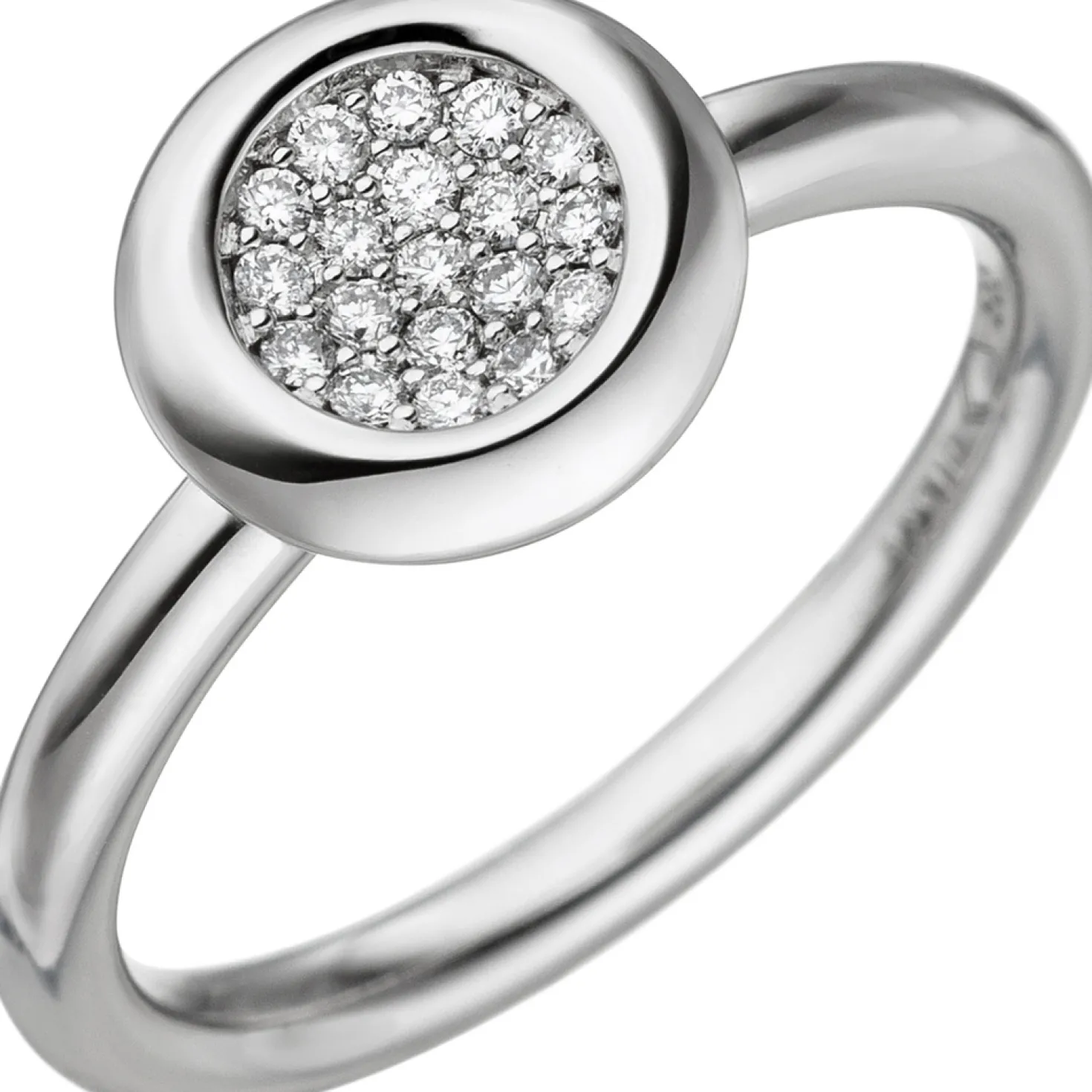 Damen-Ring mit 19 Diamanten 0.15Ct Brillanten rund 585 Gold Weißgold