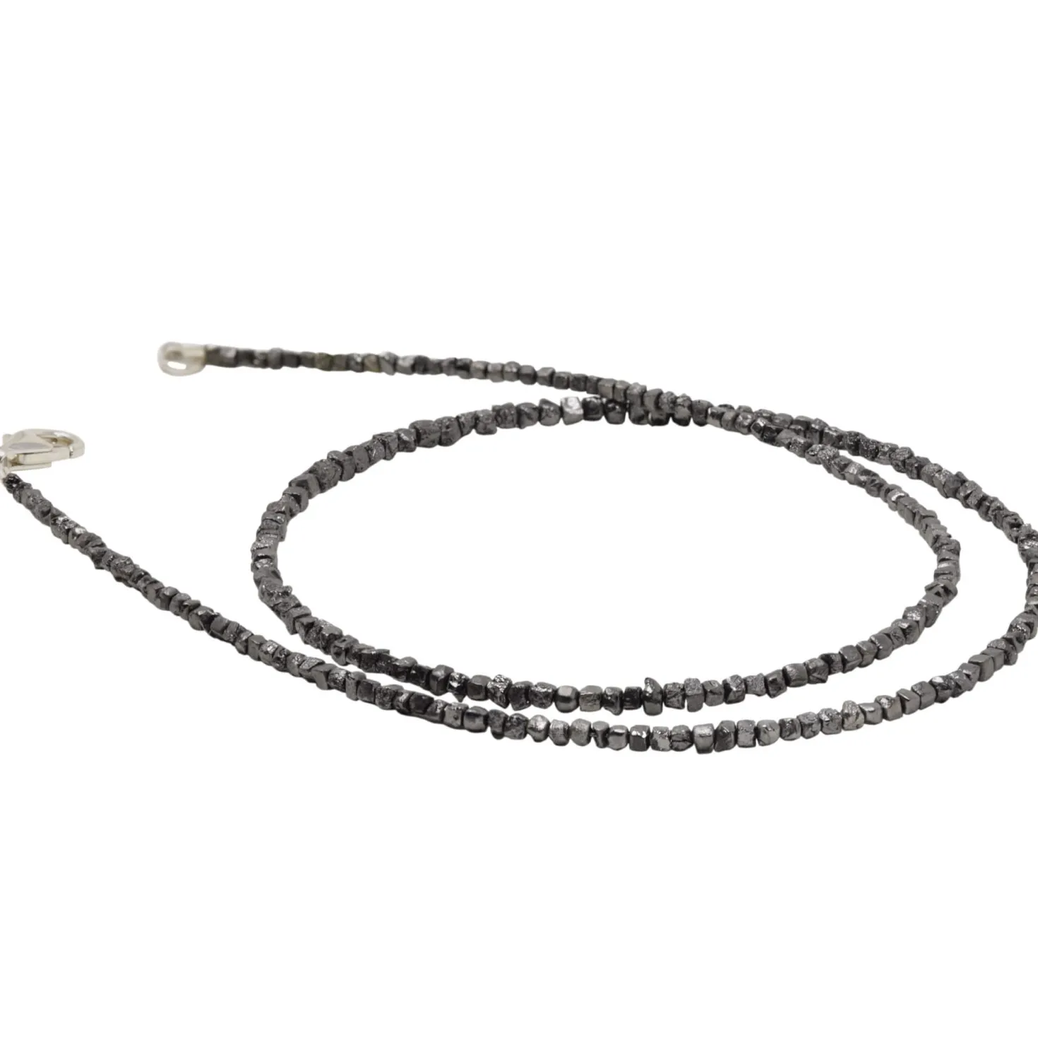Diamantkette Collier schwarze Diamanten Rohdiamanten grau-anthrazit 925 Silber