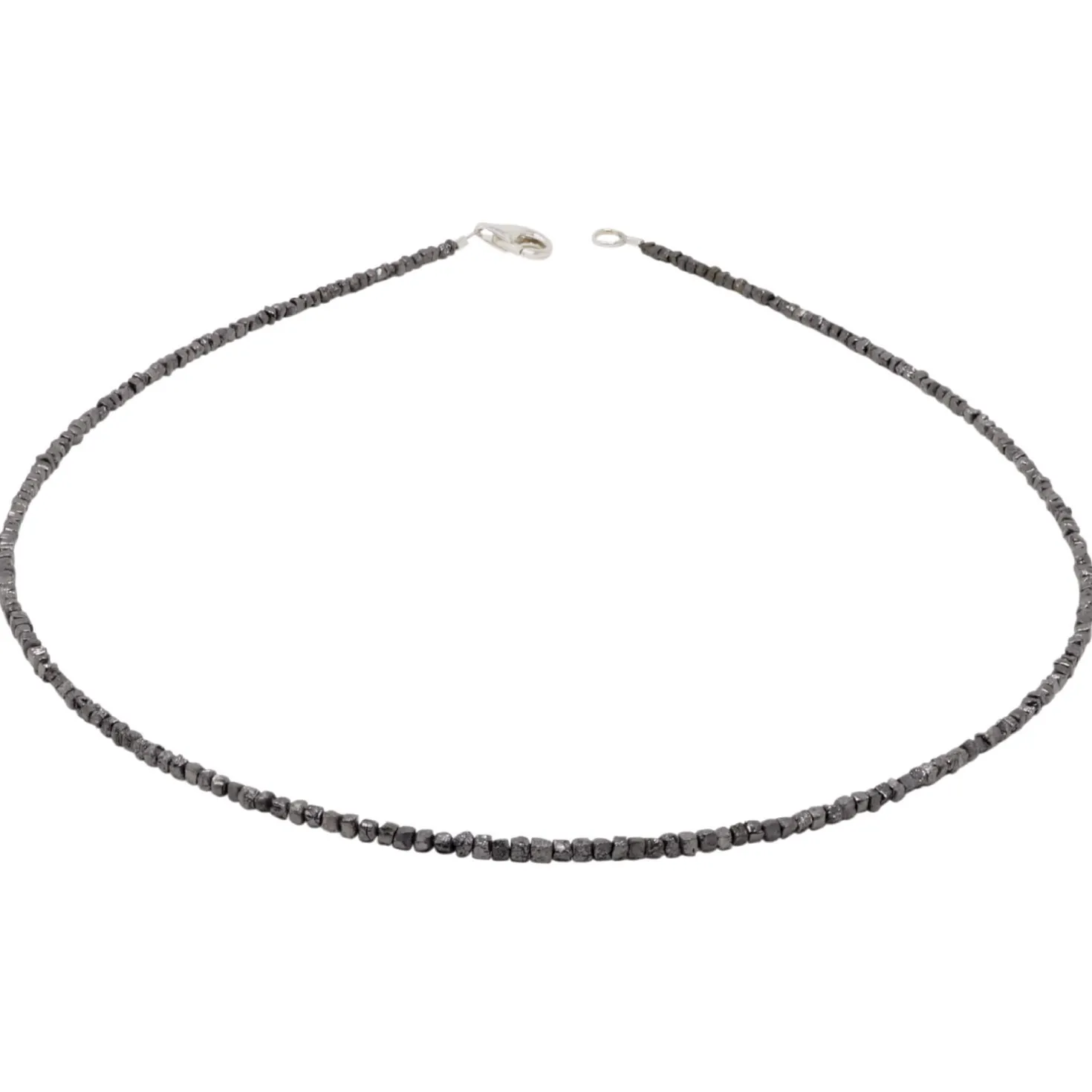 Diamantkette Collier schwarze Diamanten Rohdiamanten grau-anthrazit 925 Silber