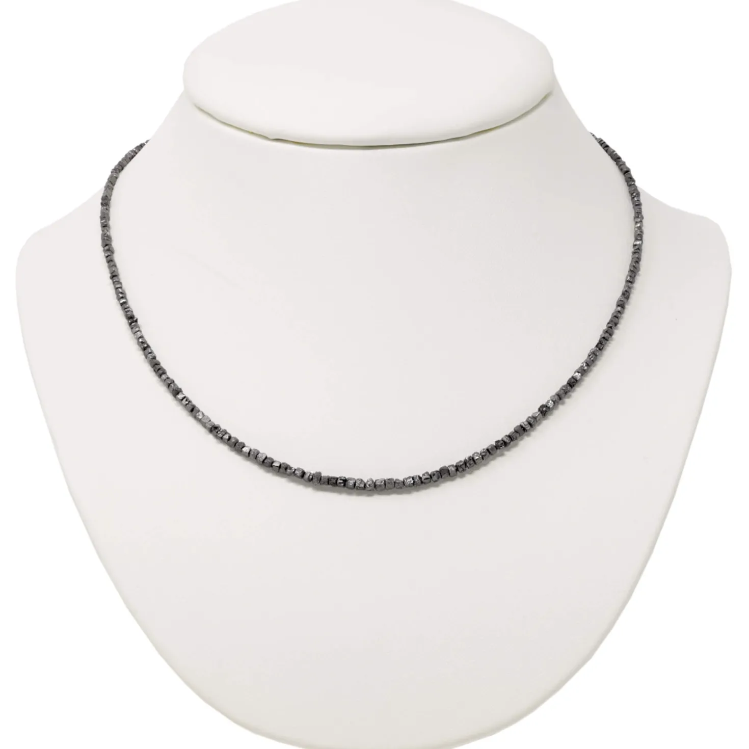 Diamantkette Collier schwarze Diamanten Rohdiamanten grau-anthrazit 925 Silber