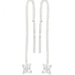 Durchzieher Ohrhänger 4,1x56,7mm Stern aus 925 Silber Ohrschmuck mit Zirkonia