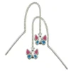 Durchzieher Schmetterling pink blau echtes 925 Silber Kinder Silberohrringe