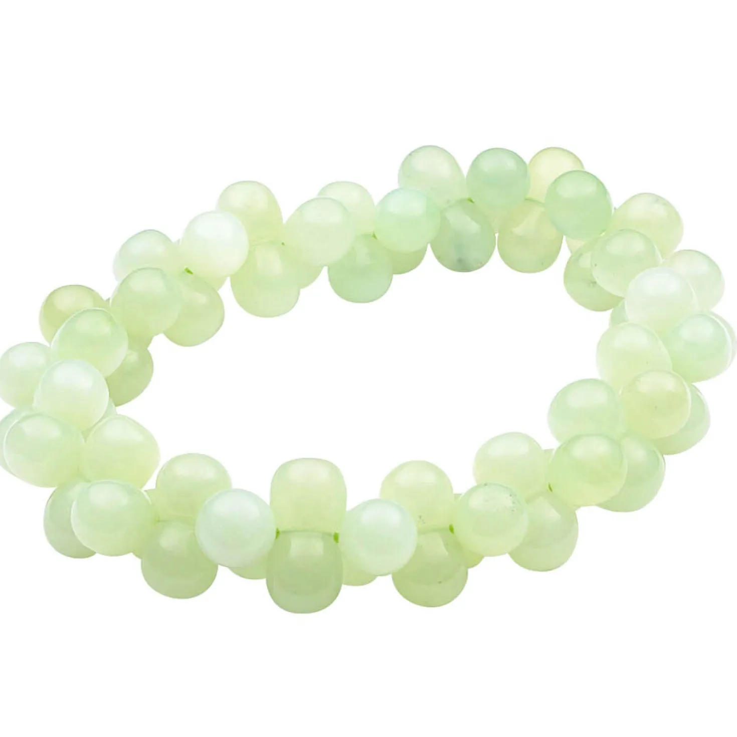 Edelstein Armband aus Jade hellgrün in DNA-Form, glänzend, dehnbar, endlos