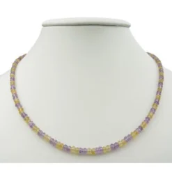 Edelsteinkette Collier aus Amethyst & Citrin & Silber, gelb violett