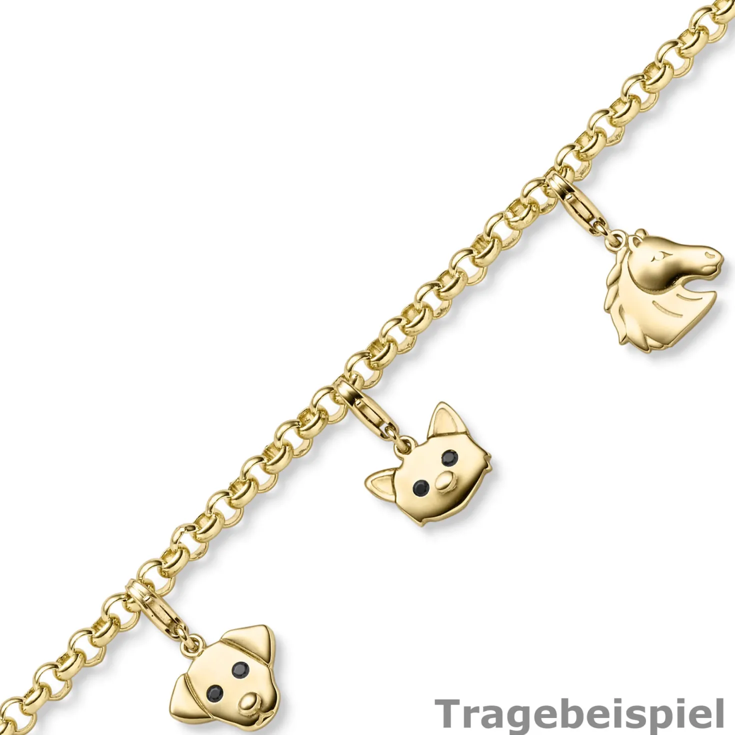 Einhänger Katze Katzenkopf Anhänger Charm 585 Gold Gelbgold glänzend 11,5x18mm