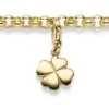 Einhänger Kleeblatt Glücksklee Charm aus 585 Gold Gelbgold glänzend 10x20,5mm