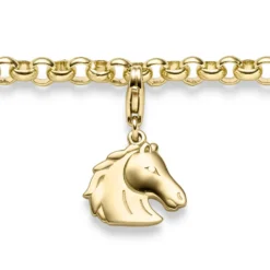 Einhänger Pferd Pferdkopf Anhänger Charm 585 Gold Gelbgold glänzend 12,5x18mm