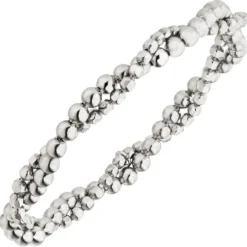 Elastisches Armband Kugelarmband 2-reihig aus 925 Silber verschlungen 16,5cm