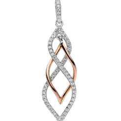 Eleganter Anhänger 10,4x39,4mm mit Zirkonia 925 Silber bicolor teilvergoldet