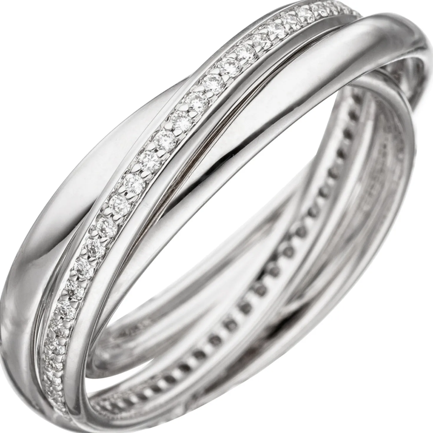 3-er Ring 58 Diamanten Brillanten 0.29Ct W/SI rundum 585 Gold Weißgold