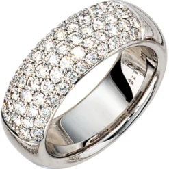 Exklusiver Ring Damenring mit 62 Diamanten 1.22Ct W/SI Brillanten 585 Weißgold