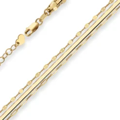 Fantasiekette Goldkette Collier Herzchen Halskette aus 585 Gold Gelbgold 38cm