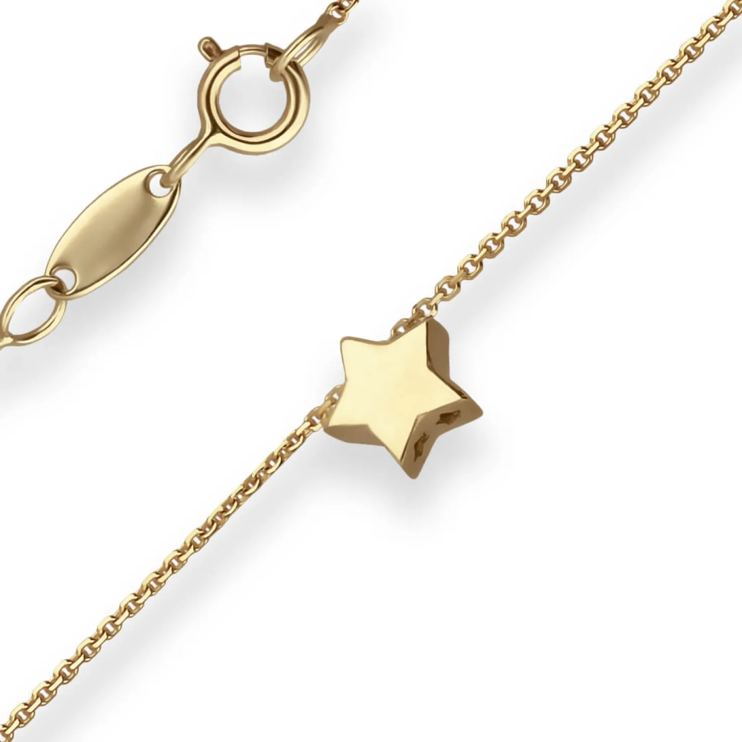 Fantasiekette Goldkette Collier Stern Halskette aus 375 Gold Gelbgold 42cm