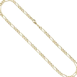 Figarokette, Kette Collier Halsschmuck aus 333 Gold Gelbgold, 42cm