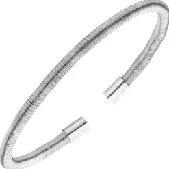 Flexible Armspange offener Armreif aus 925 Silber rhodiniert 17cm Silberarmband