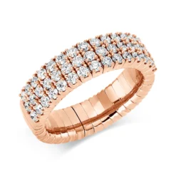 Flex-Ring 3-reihig aus 750 Gold Rotgold 45 Brillanten 1,16ct TW-SI B:6,1mm