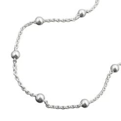 Fußkette Rundankerkette Kette mit 12 Kugel 925 Silber 25cm Fußschmuck