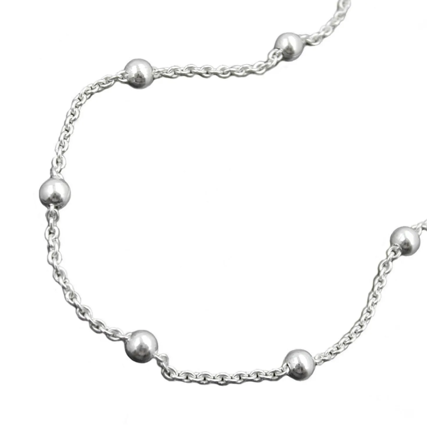 Fußkette Rundankerkette Kette mit 12 Kugel 925 Silber 25cm Fußschmuck
