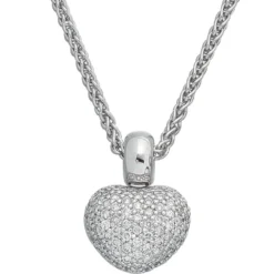Goldanhänger Herz 107 Diamanten-Brillanten 0.936Ct W/SI 585 Gold Weißgold Damen
