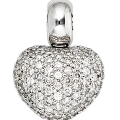 Goldanhänger Herz 107 Diamanten-Brillanten 0.936Ct W/SI 585 Gold Weißgold Damen