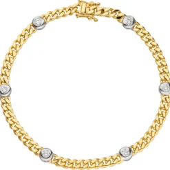 Goldarmband Armband mit 6 Diamanten 0.6Ct Brillanten 585 Gelbgold 19cm