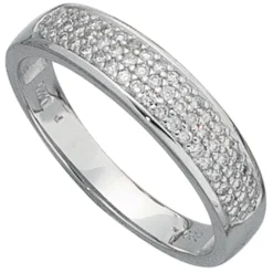 Goldring mit Diamanten 0.25Ct 50 Brillanten 585 Gold Weißgold Damen