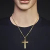 Großer Anhänger Kreuz 44,5x30mm 585 Gold Gelbgold Halsschmuck schlicht glänzend