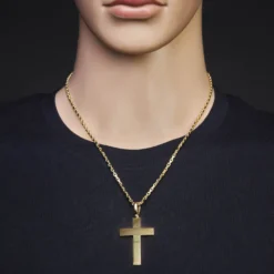 Großer Anhänger Kreuz 44,5x30mm 585 Gold Gelbgold Halsschmuck schlicht glänzend