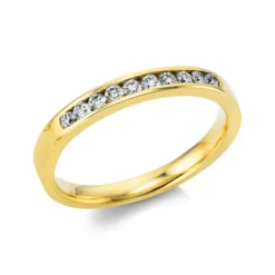 Halb-Memoire Ring aus 750 Gold Gelbgold 10 Brillanten 0,21ct TW-SI B:2,7mm