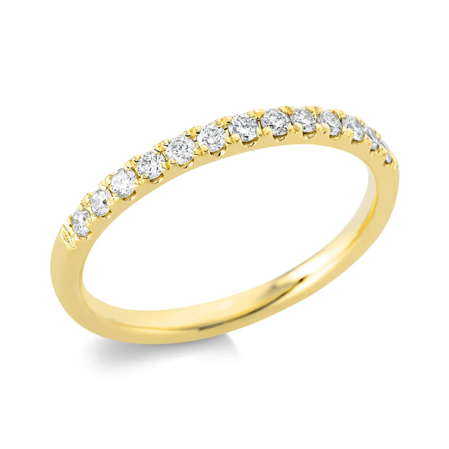 Halb-Memoire Ring aus 750 Gold Gelbgold 13 Brillanten 0,22ct TW-SI B:2mm