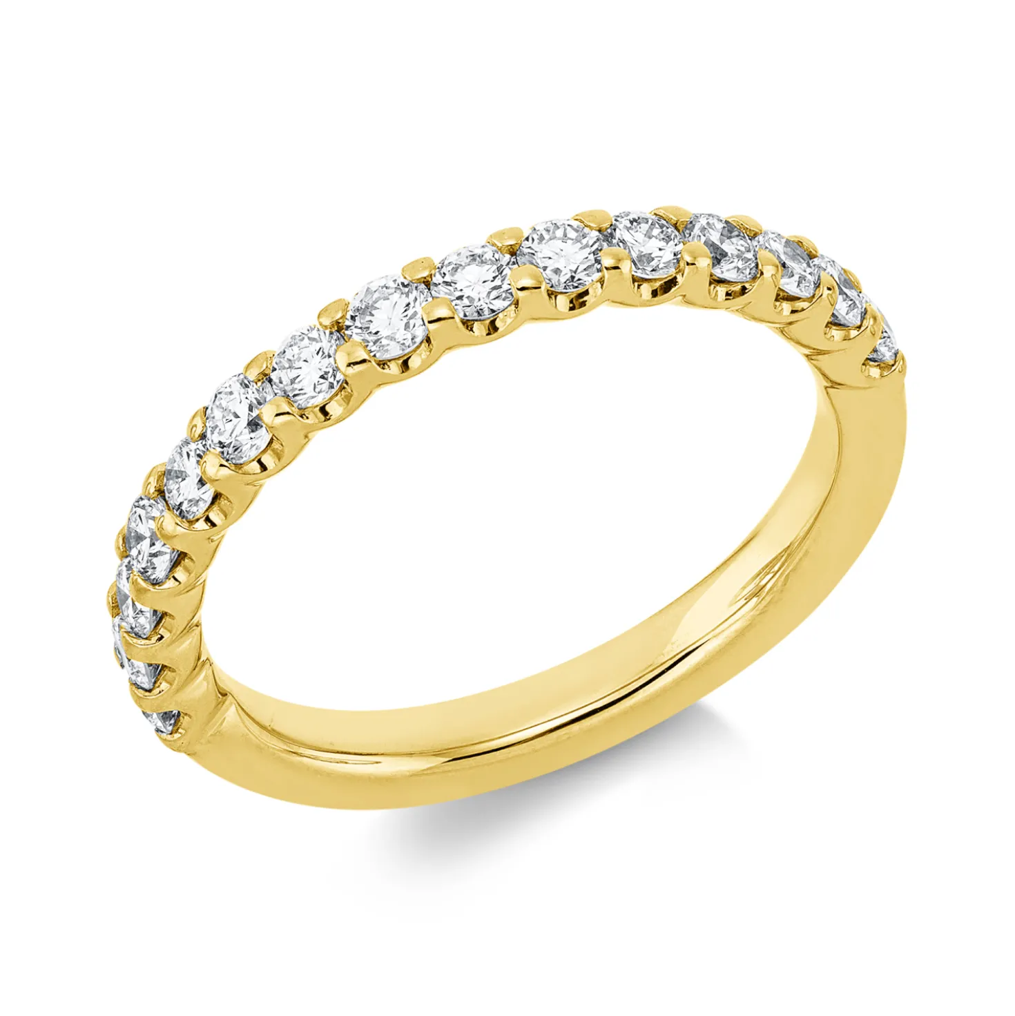 Halb-Memoire Ring aus 750 Gold Gelbgold 15 Brillanten 0,7ct TW-SI B:2,5mm
