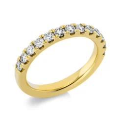 Halb-Memoire Ring aus 750 Gold Gelbgold 13 Brillanten 0,77ct TW-SI B:3mm