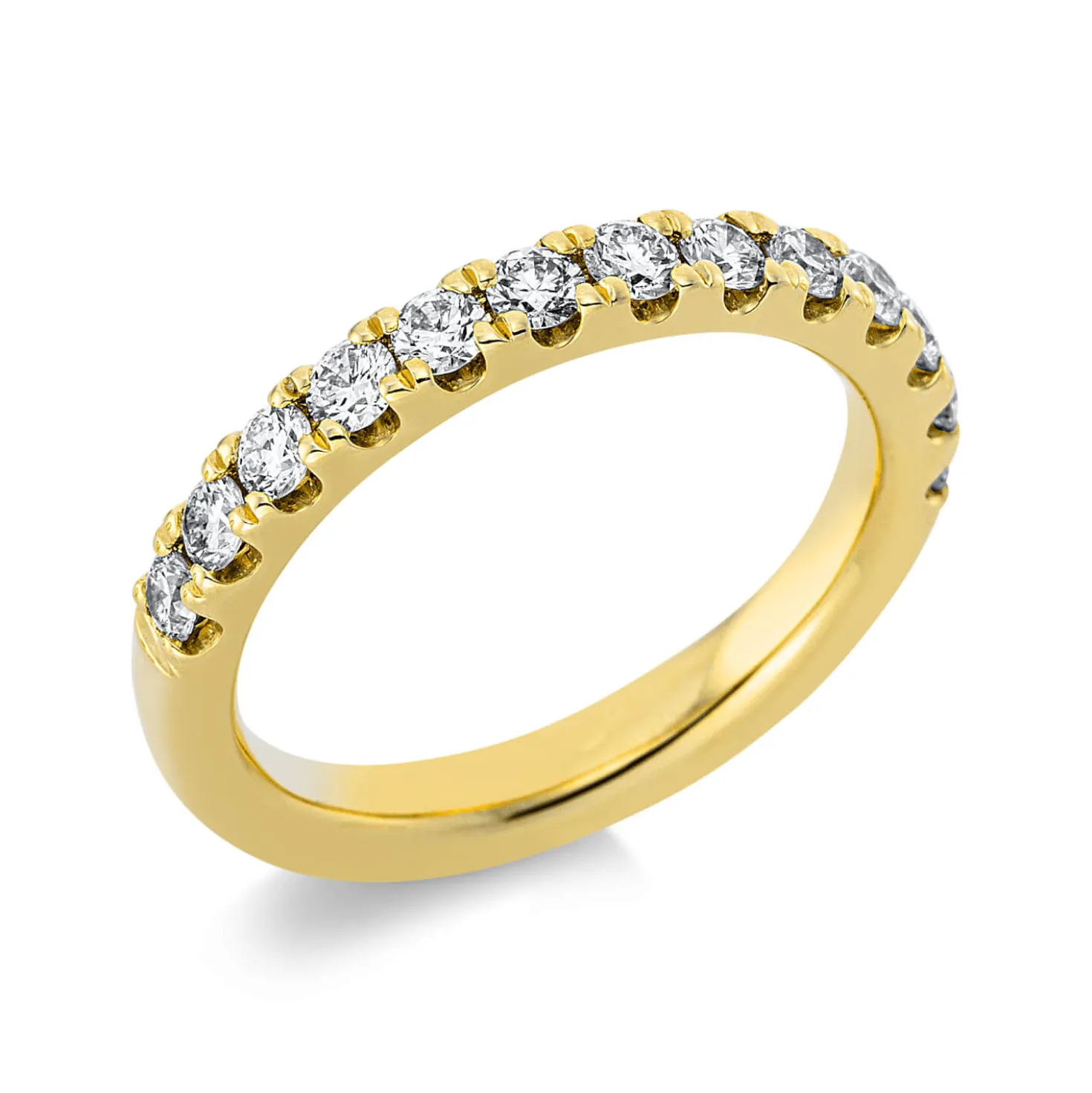 Halb-Memoire Ring aus 750 Gold Gelbgold 13 Brillanten 0,77ct TW-SI B:3mm