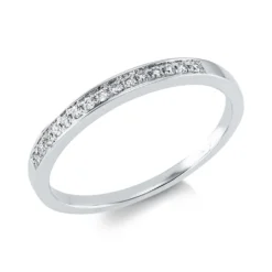 Halb-Memoire Ring aus 585 Gold Weißgold 15 Brillanten 0,09ct TW-SI B:2mm